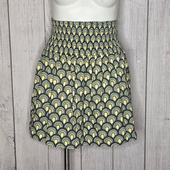 Kate Quinn Organic Cotton Smocked Skirt – Retro Rainbow Print, sz Large - Picture 1 of 5